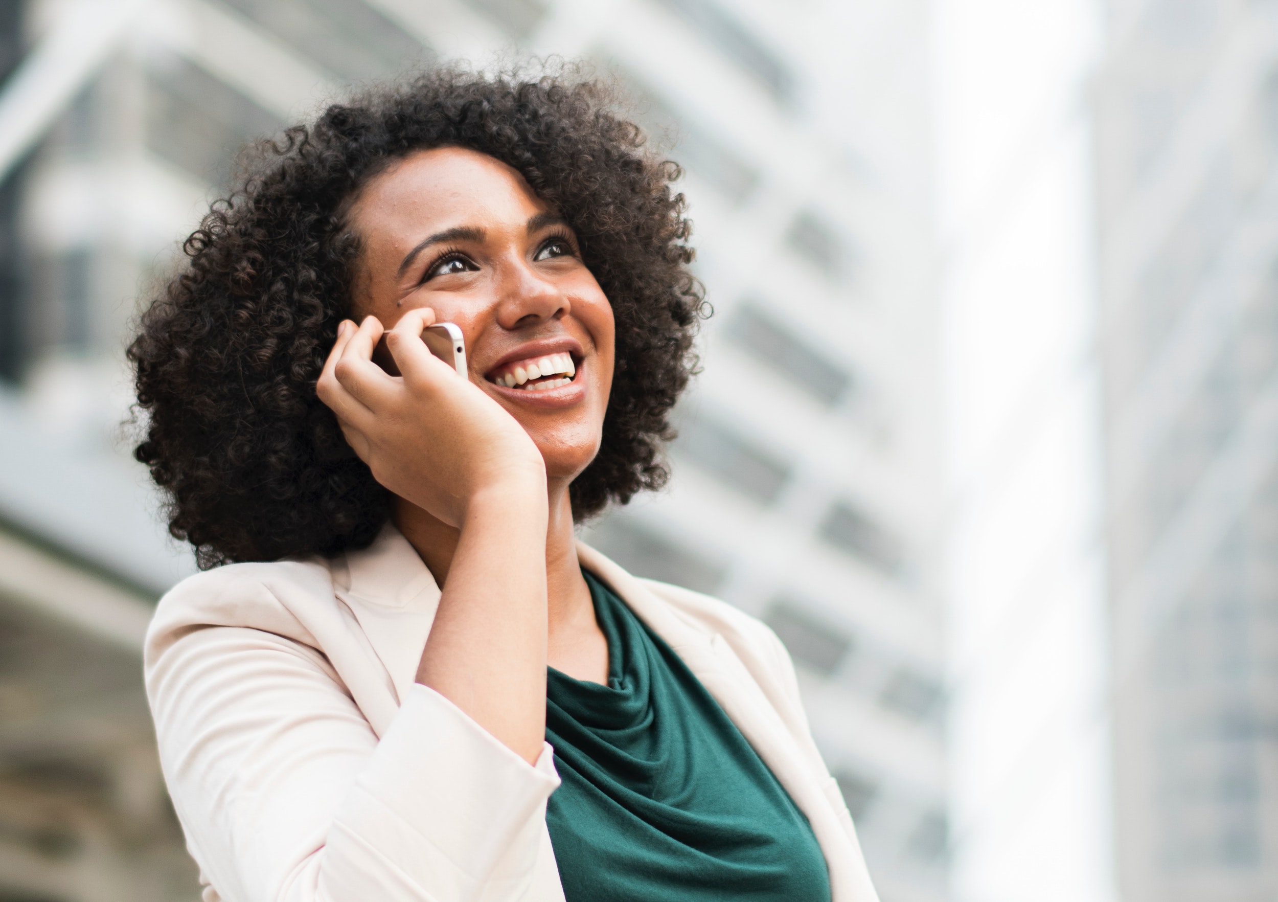 Confident woman on the phone